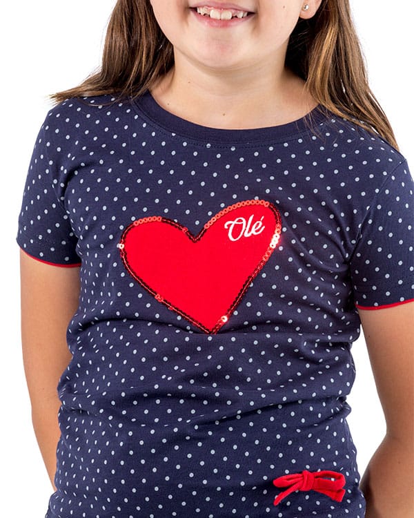 Camiseta niña Flamenco Lunares Corazón - Imagen 2