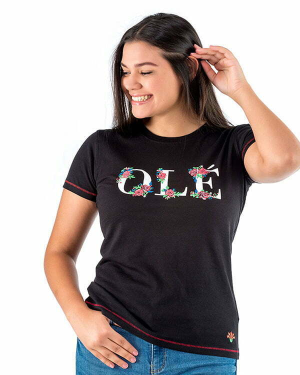 Camiseta mujer Flamenco Olé Flores - Imagen 2
