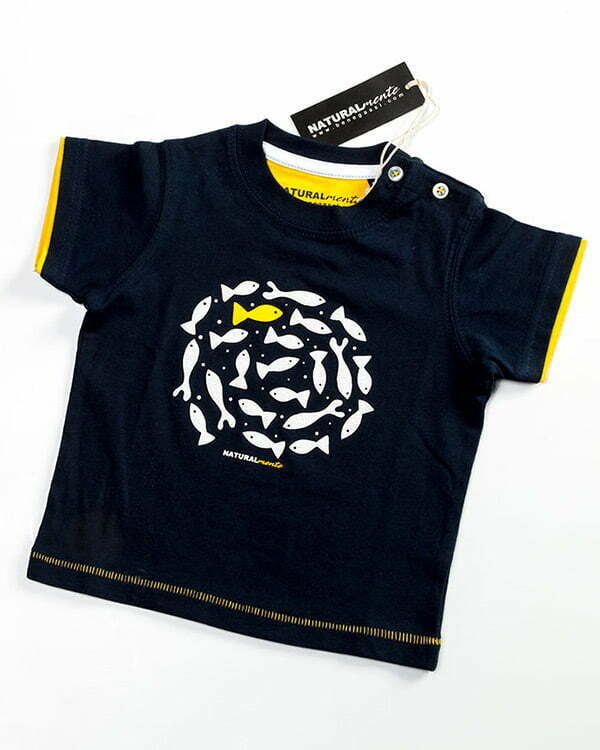 Camiseta bebé Naturalmente Peces Círculo